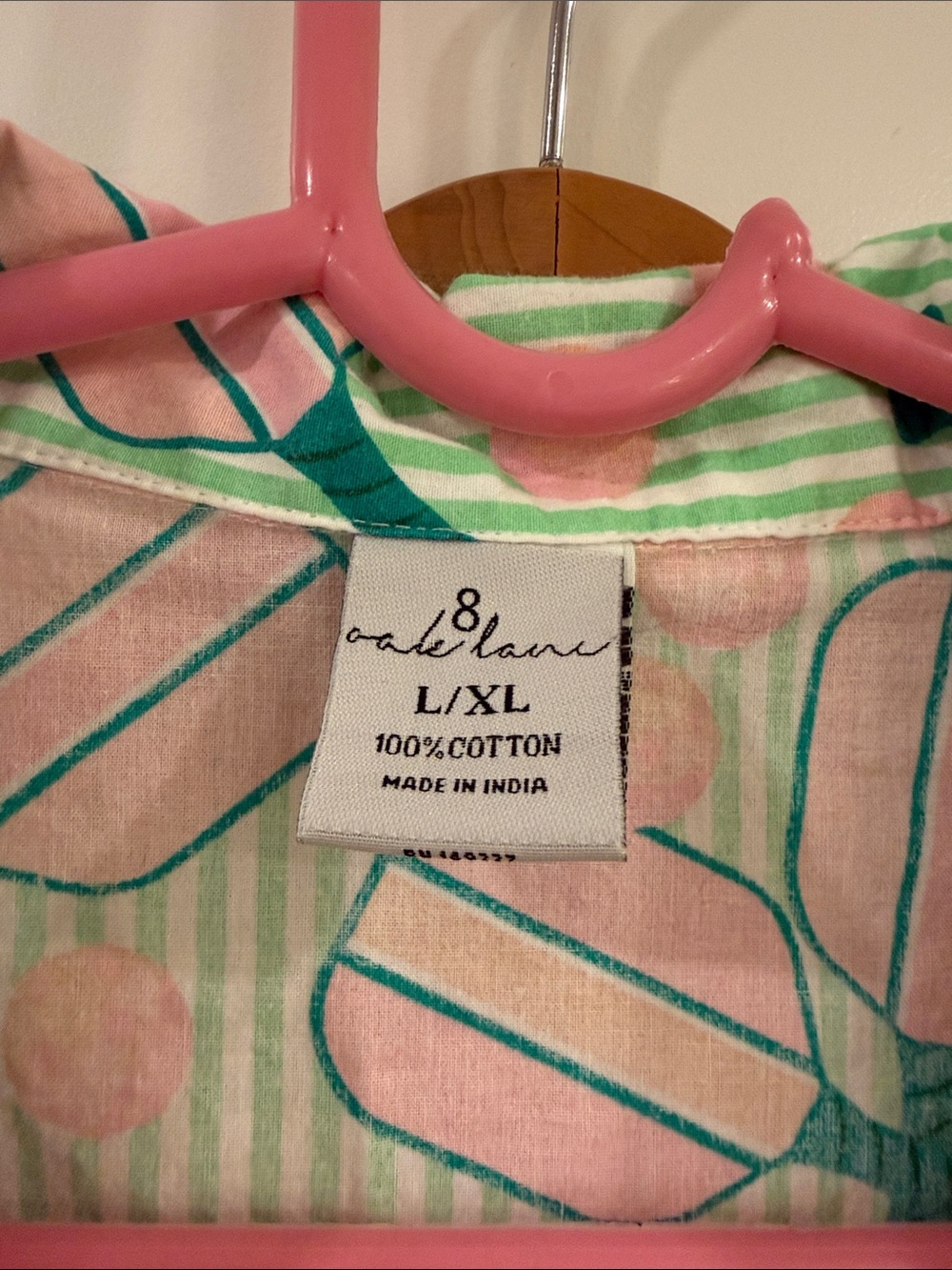 8 Oak Lane Striped Green & Pink Pickleball Printed Pajama Set - Picture 2 of 7